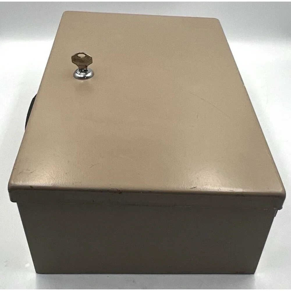 Security Cash Box Vintage Rockaway Metal Lock Chest Tan w/ 2 Keys Inwood NY